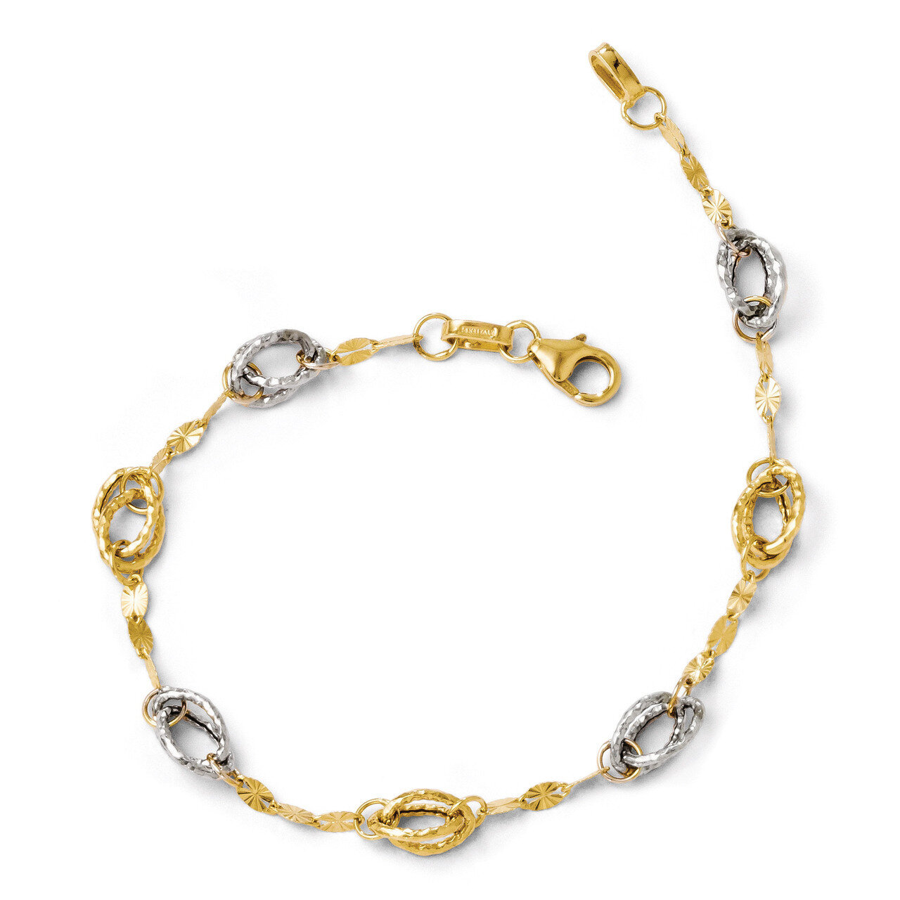 Leslie&#39;s Rhodium Facny Link Bracelet 7 Inch - 14k Gold HB-3851-7.25, MPN: 3851-7.25, 883957528717
