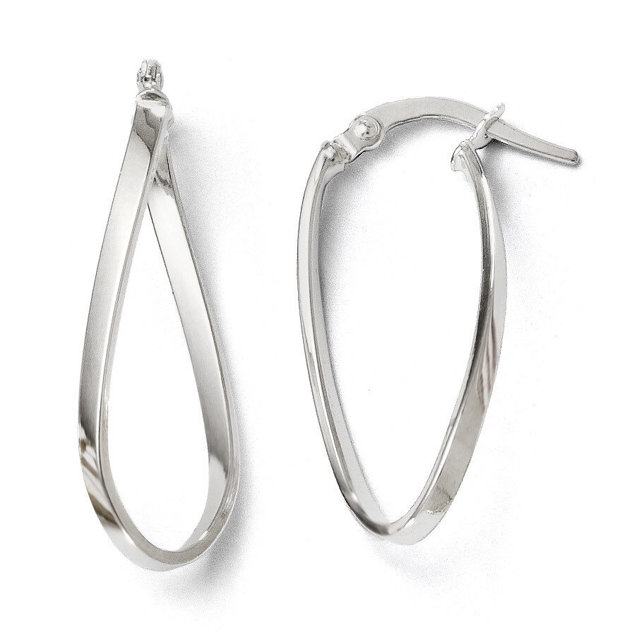 Leslie&#39;s Polished Oval Hoop Earrings - 14k White Gold HB-38F, MPN: 38F, 886774284927
