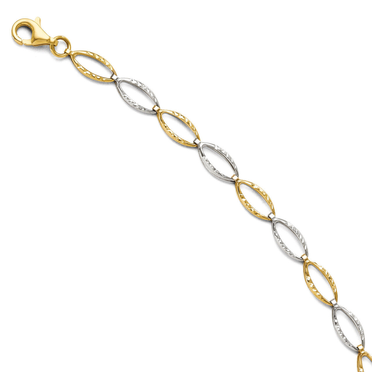 Leslie&#39;s 14k Gold Two Tone Diamond-cut Bracelet 7 Inch - 14k Gold Two-tone HB-3996-7, MPN: 3996-7, …