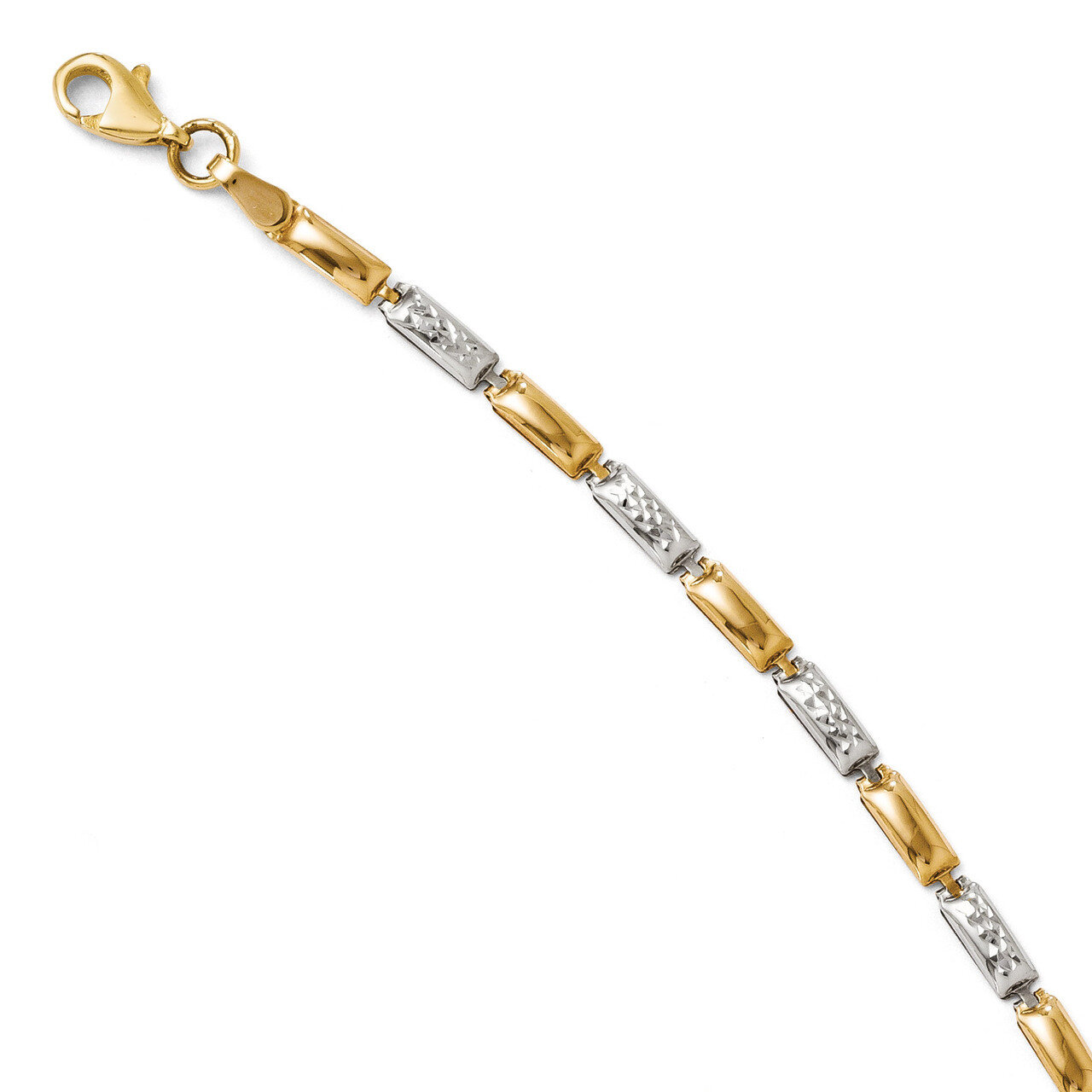 Rhodium Diamond-cut Bracelet 7 Inch - 14k Gold HB-3997-7