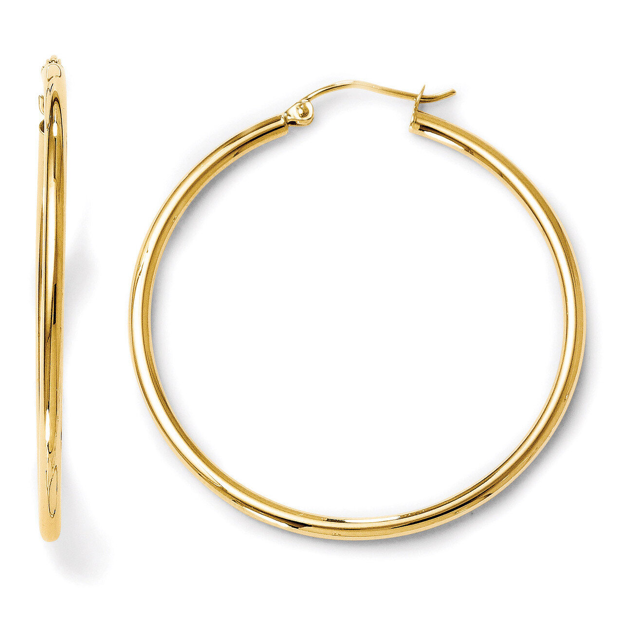 Polished Hoop Earrings - 14k Gold HB-44W