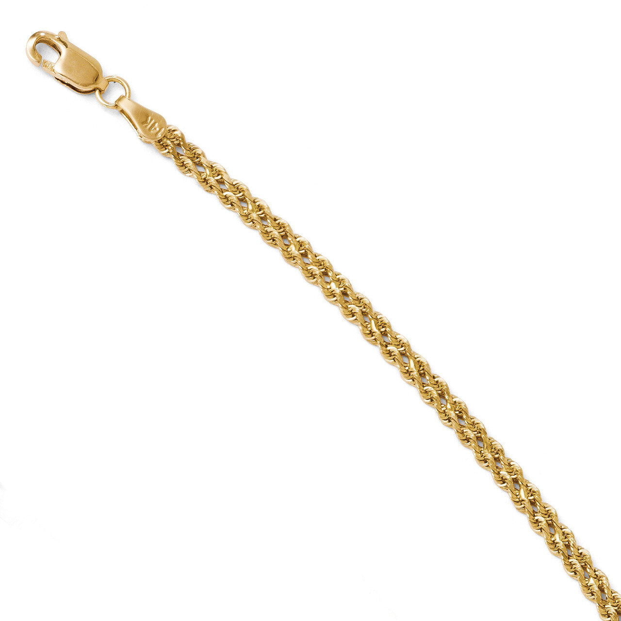 3.0mm Wide Diamond Cut Double Rope Chain 7 Inch - 14k Gold HB-507-7