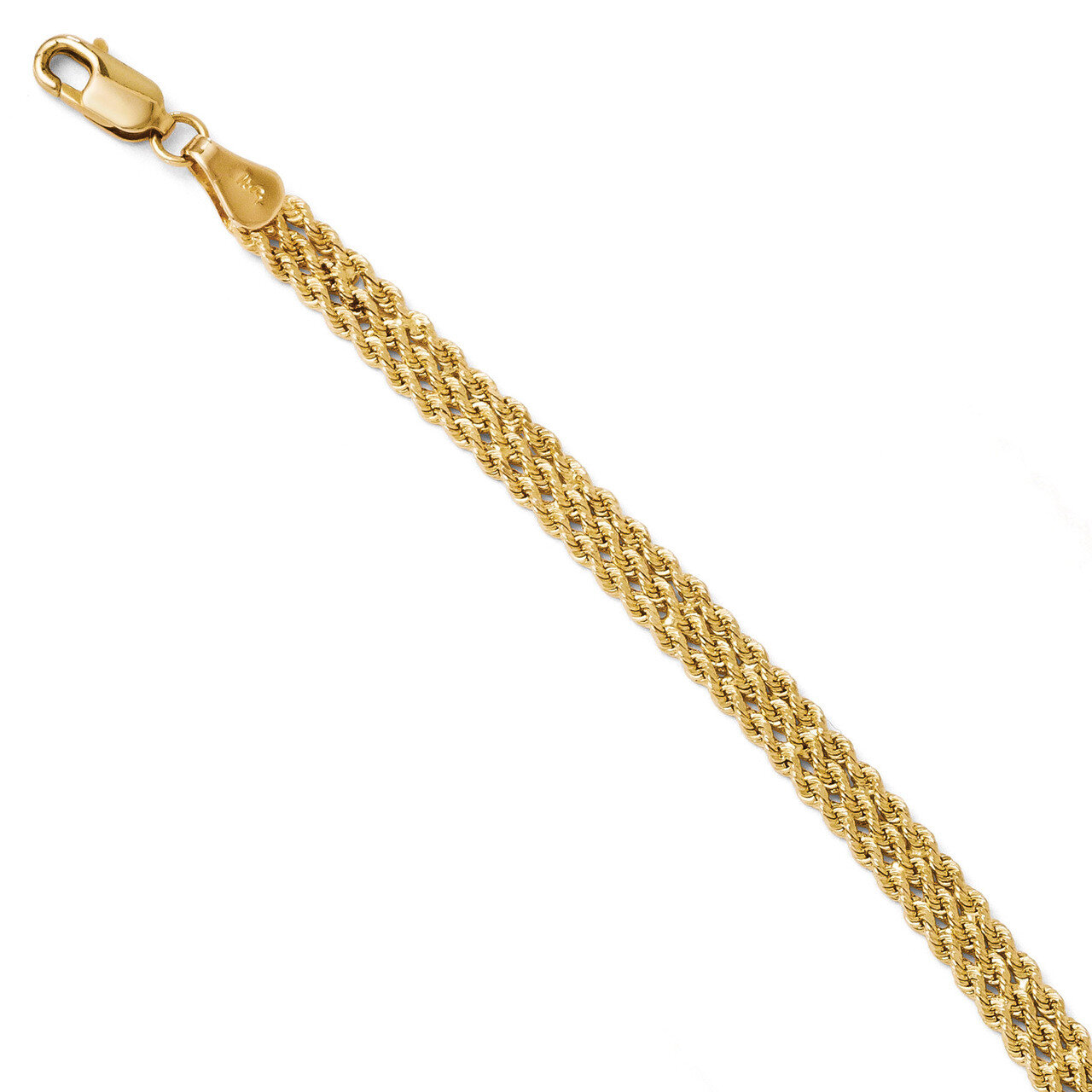 4.5mm Wide Diamond Cut Triple Rope Chain 7 Inch - 14k Gold HB-508-7