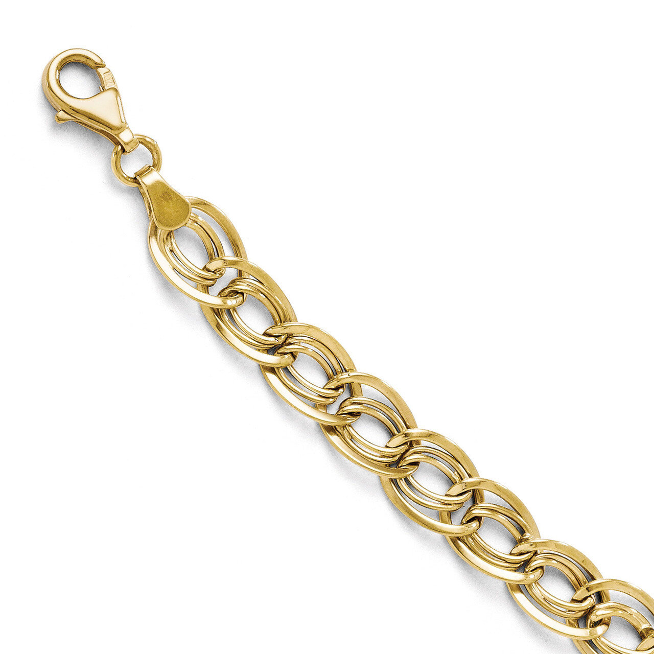Triple Link Flat Curb Bracelet 8 Inch - 10k Gold HB-5255-8