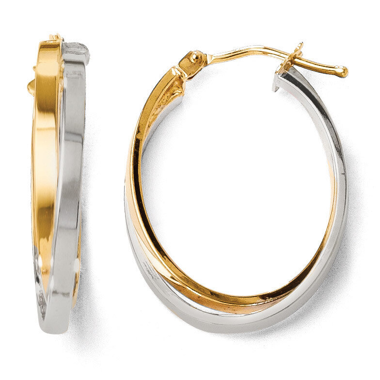 Leslie&#39;s Polished Hinged Hoop Earrings - 14k Gold Two-tone HB-55D, MPN: 55D, 883957024370