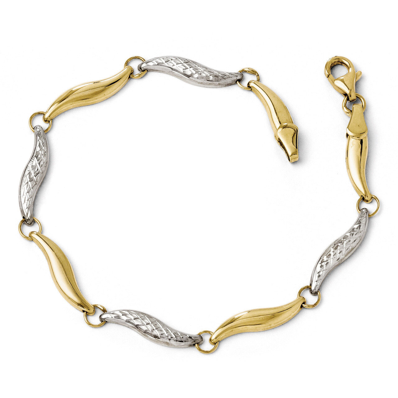Leslie&#39;s Diamond-cut Bracelet 7 Inch - 10k Gold Two-Tone HB-5604-7, MPN: 5604-7, 883957524313