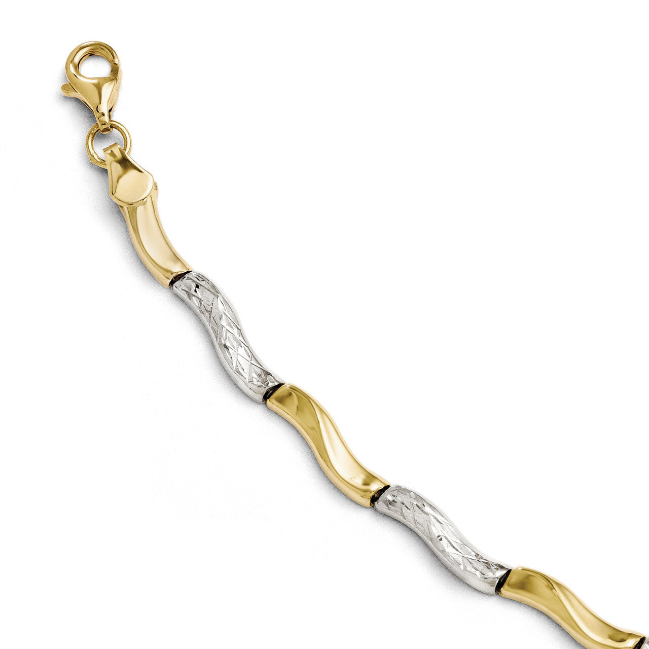 Rhodium Diamond-cut Bracelet 7 Inch - 10k Gold HB-5685-7