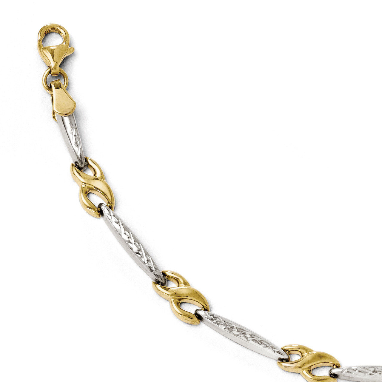 Rhodium Diamond-cut Bracelet 7 Inch - 10k Gold HB-5686-7