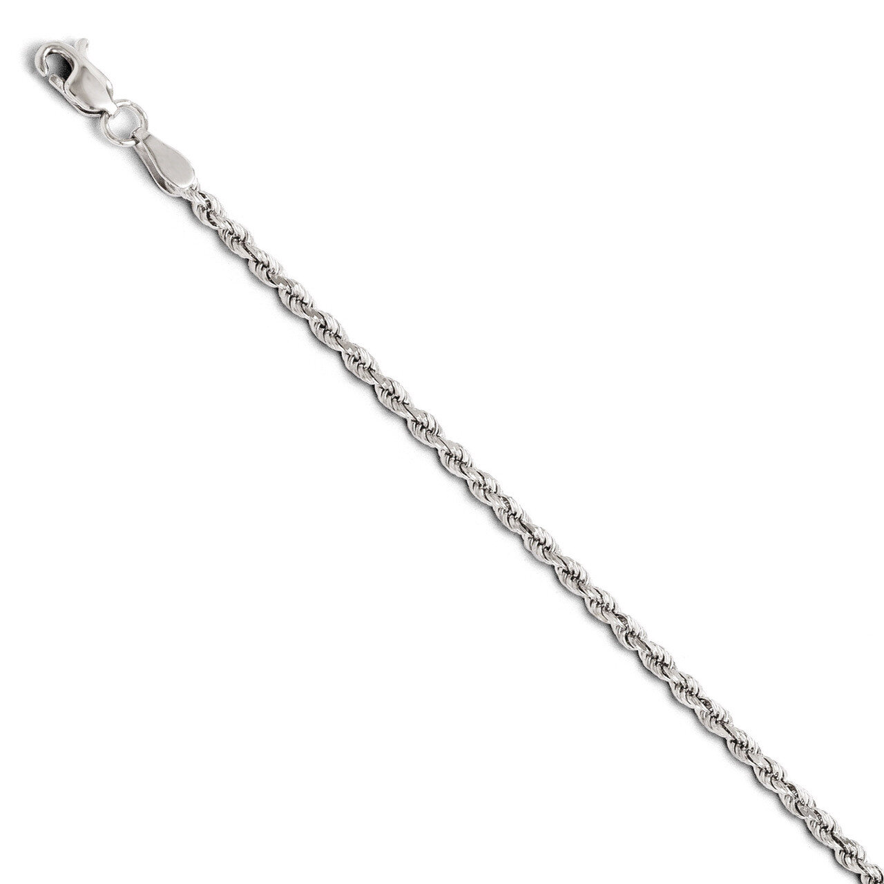 2mm Diamond Cut Rope Chain 10 Inch - 14k White Gold HB-618-10