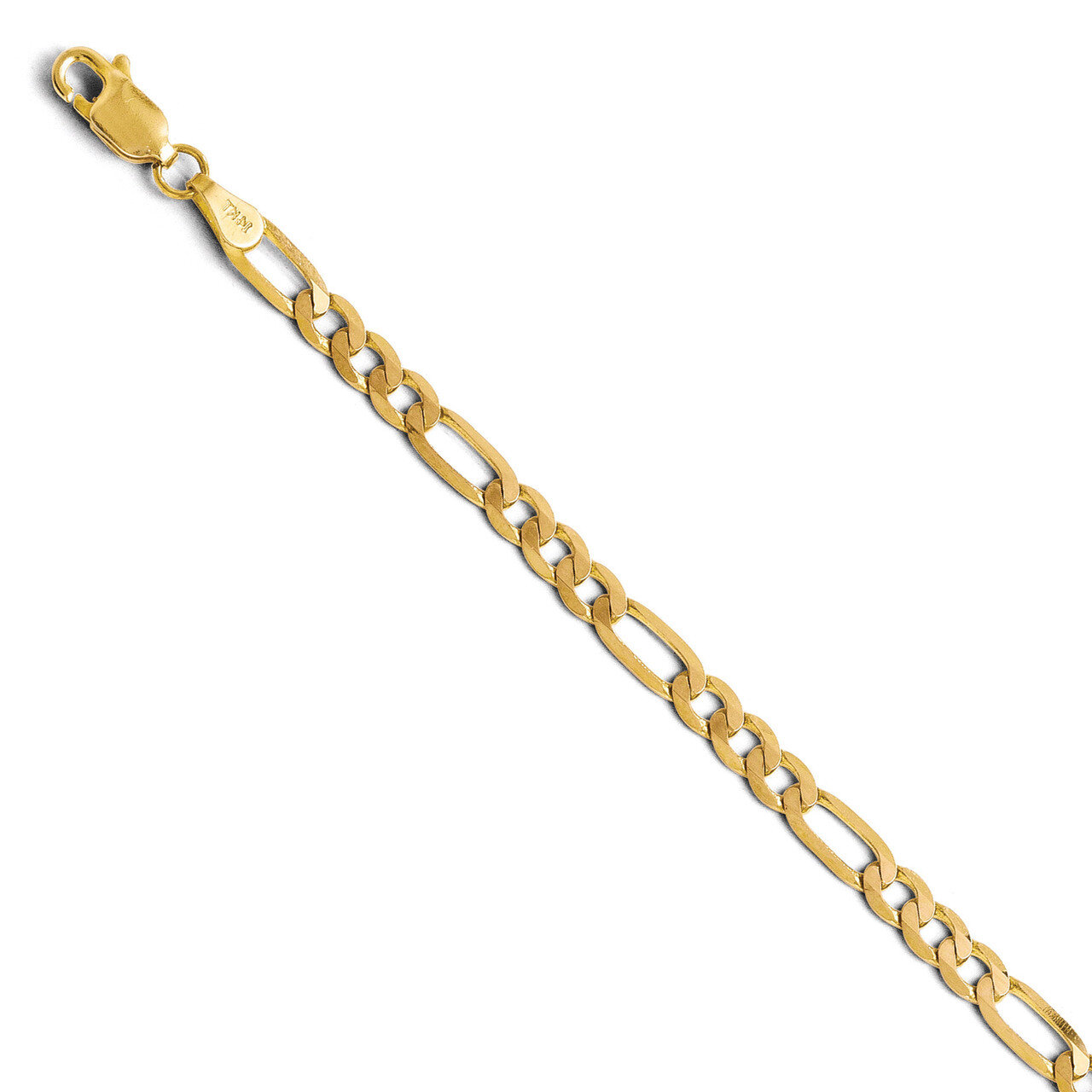 4.0mm Flat Figaro Bracelet 7 Inch - 14k Gold HB-644-7