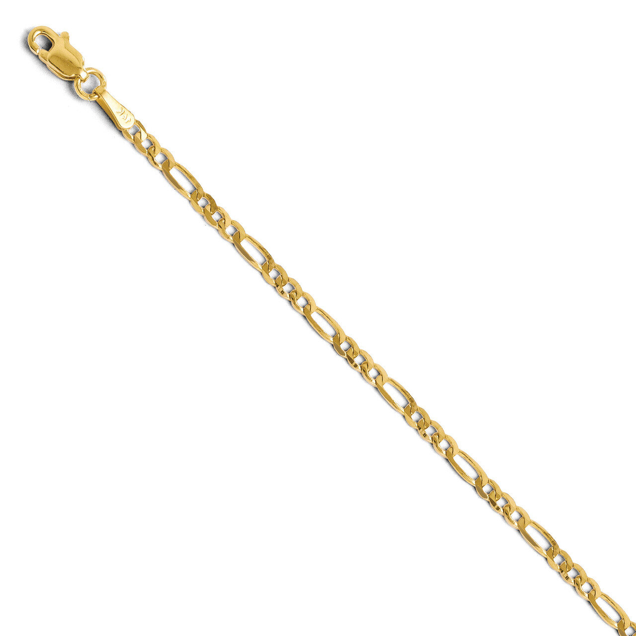2.75mm Flat Figaro Bracelet 8 Inch - 14k Gold HB-7073-8