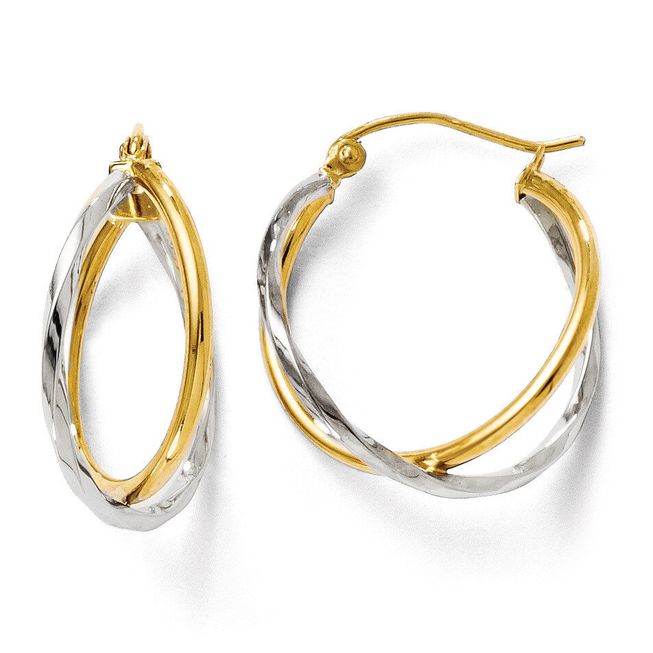 Leslie&#39;s Polished Hinged Earrings - 14k Gold Two-tone HB-83X, MPN: 83X, 883957024325
