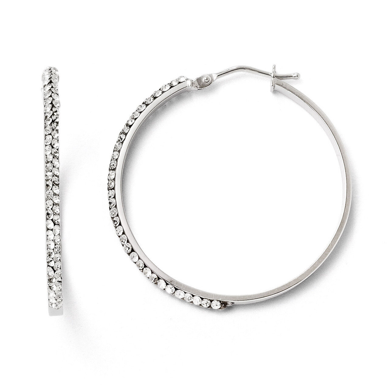Leslie&#39;s Swarovski Hinged Hoop Earrings - 14k White Gold HB-85J, MPN: 85J, 883957024158