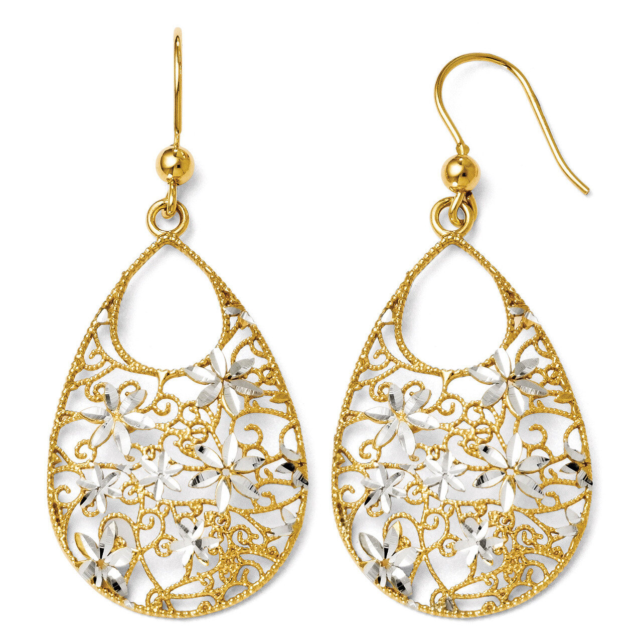 Leslie&#39;s Gold-tone 18k Gold Flash Plated Diamond-cut Earrings - Sterling Silver HB-F314, MPN: F314,…