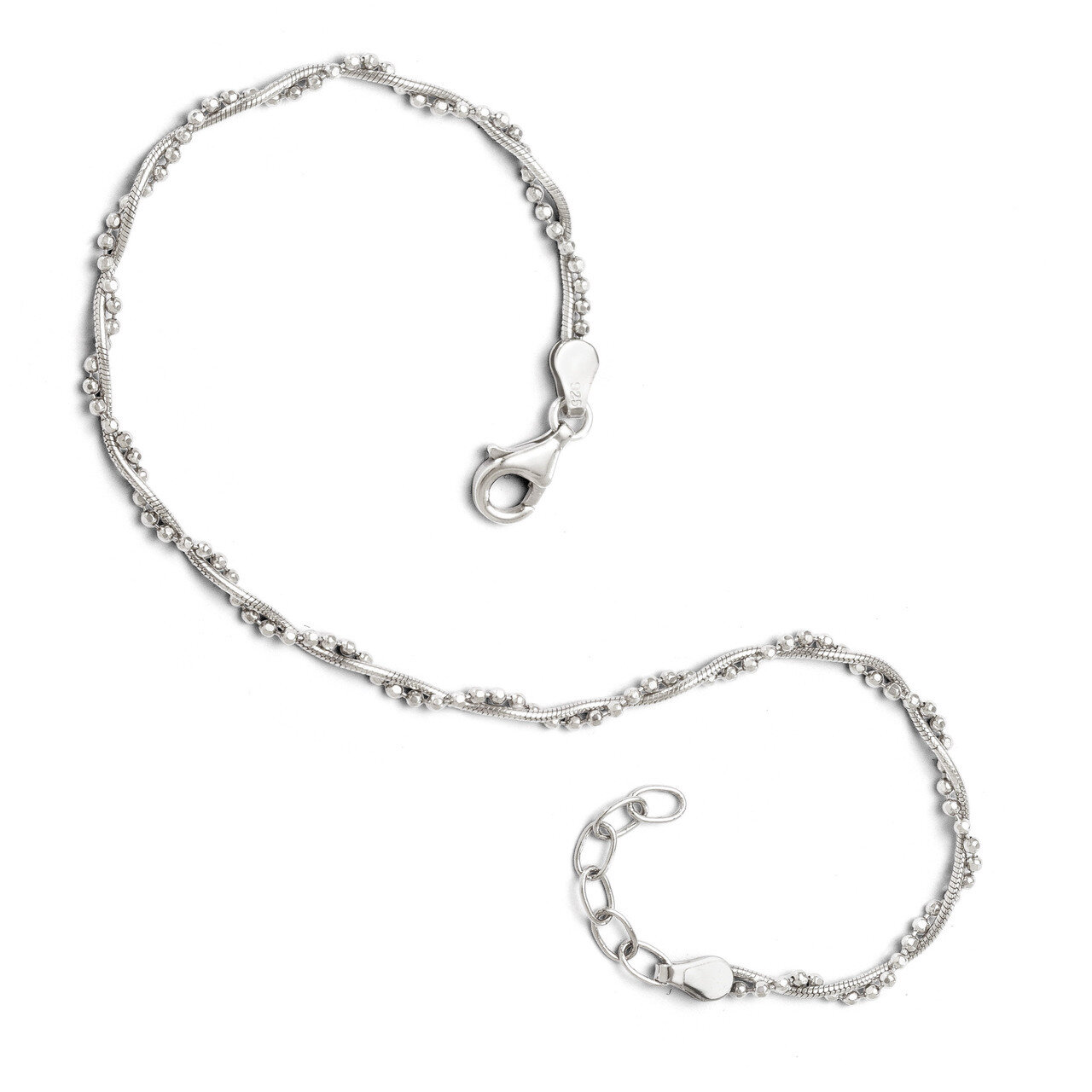 Adjustable Anklet 9 to 10 Inch - Sterling Silver HB-FA25