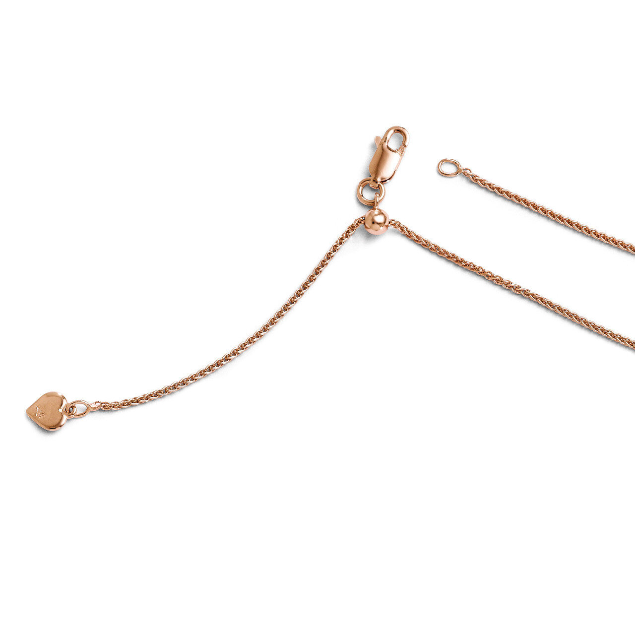 Leslie&#39;s Rose Gold-plated Adjustable Wheat Chain 22 Inch - Sterling Silver HB-FC90-22, MPN: FC90-22…