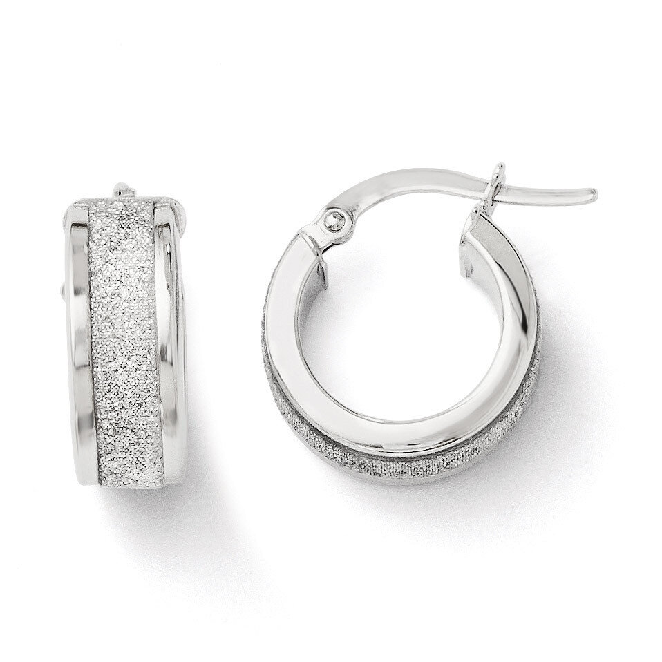 Leslie&#39;s Fancy Glimmer Infused Hoop Earrings - 14k White Gold HB-LE139, MPN: LE139, 886774569413