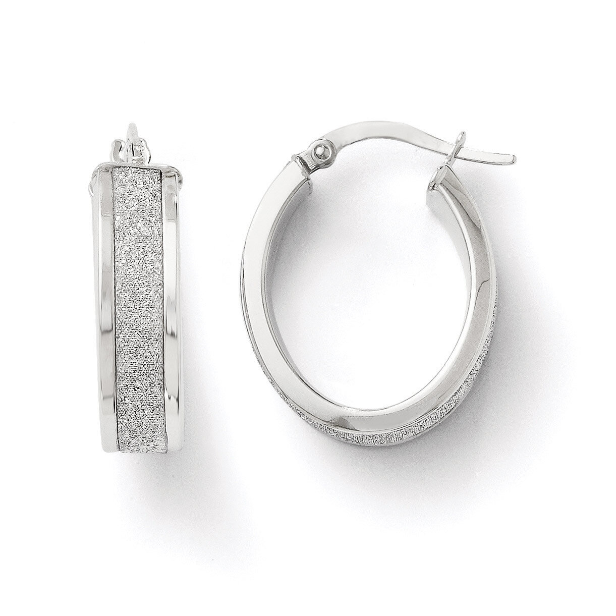 Leslie&#39;s Fancy Glimmer Infused Oval Hoop Earrings - 14k White Gold HB-LE140, MPN: LE140, 8867745694…