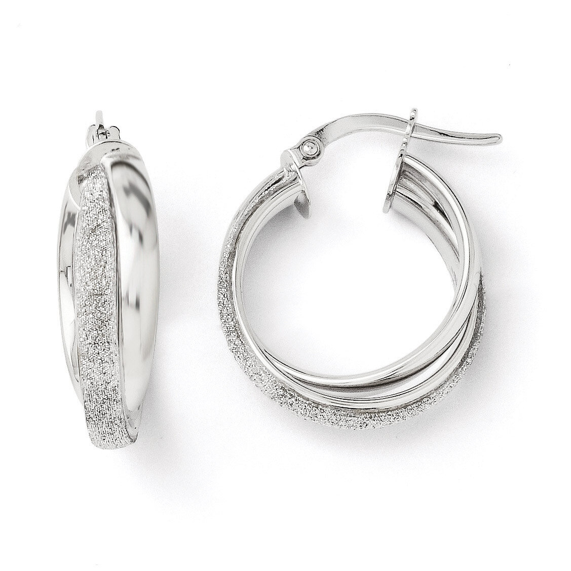 Leslie&#39;s Fancy Glimmer Infused Hoop Earrings - 14k White Gold HB-LE147, MPN: LE147, 886774569444