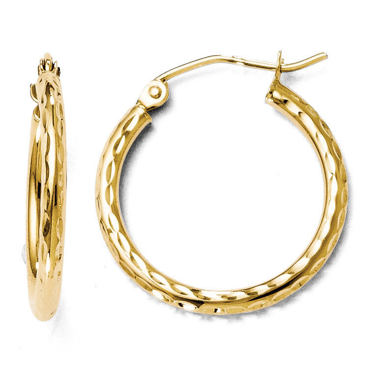 Diamond-cut Hinged Hoop Earrings - 14k Gold HB-LE191