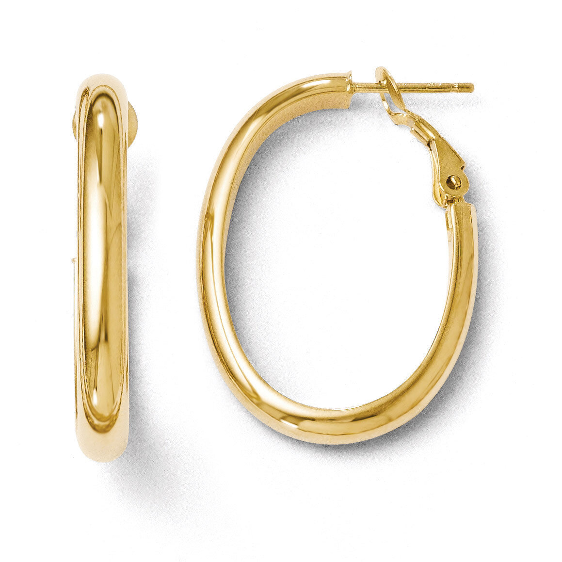 Polished Oval Hoop Earrings - 14k Gold HB-LE273