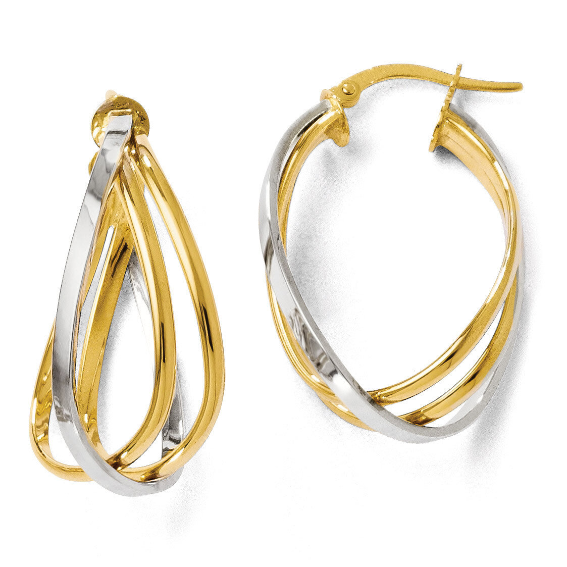 Polished Twist Hoop Earrings - 14k Gold Two-tone HB-LE312