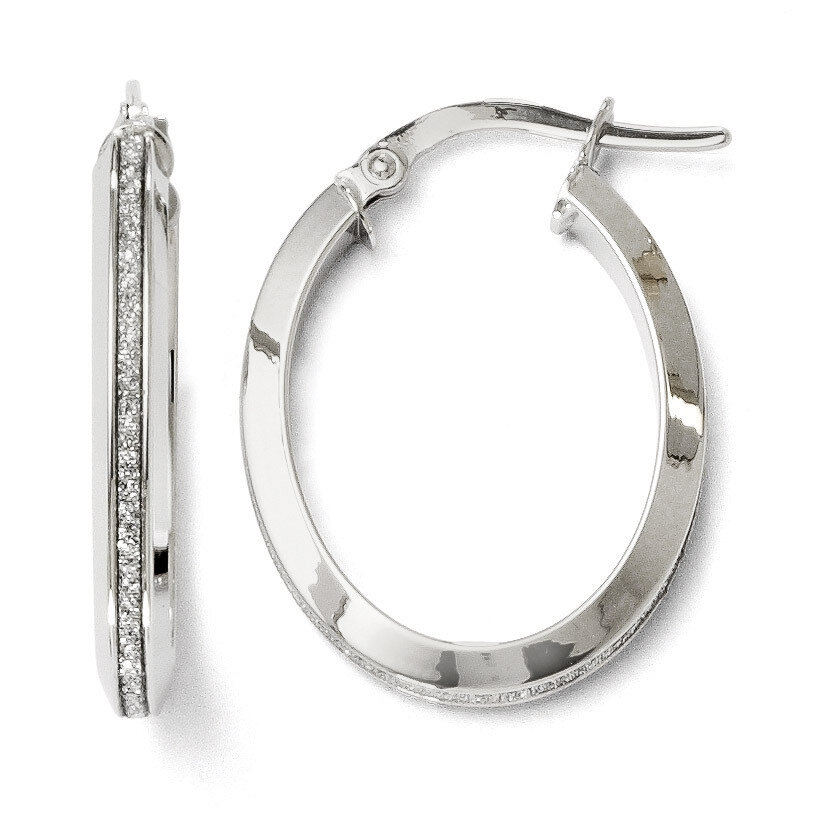 Leslie&#39;s Polished Glimmer Infused Oval Hoop Earrings - 14k White Gold HB-LE336, MPN: LE336, 8867745…