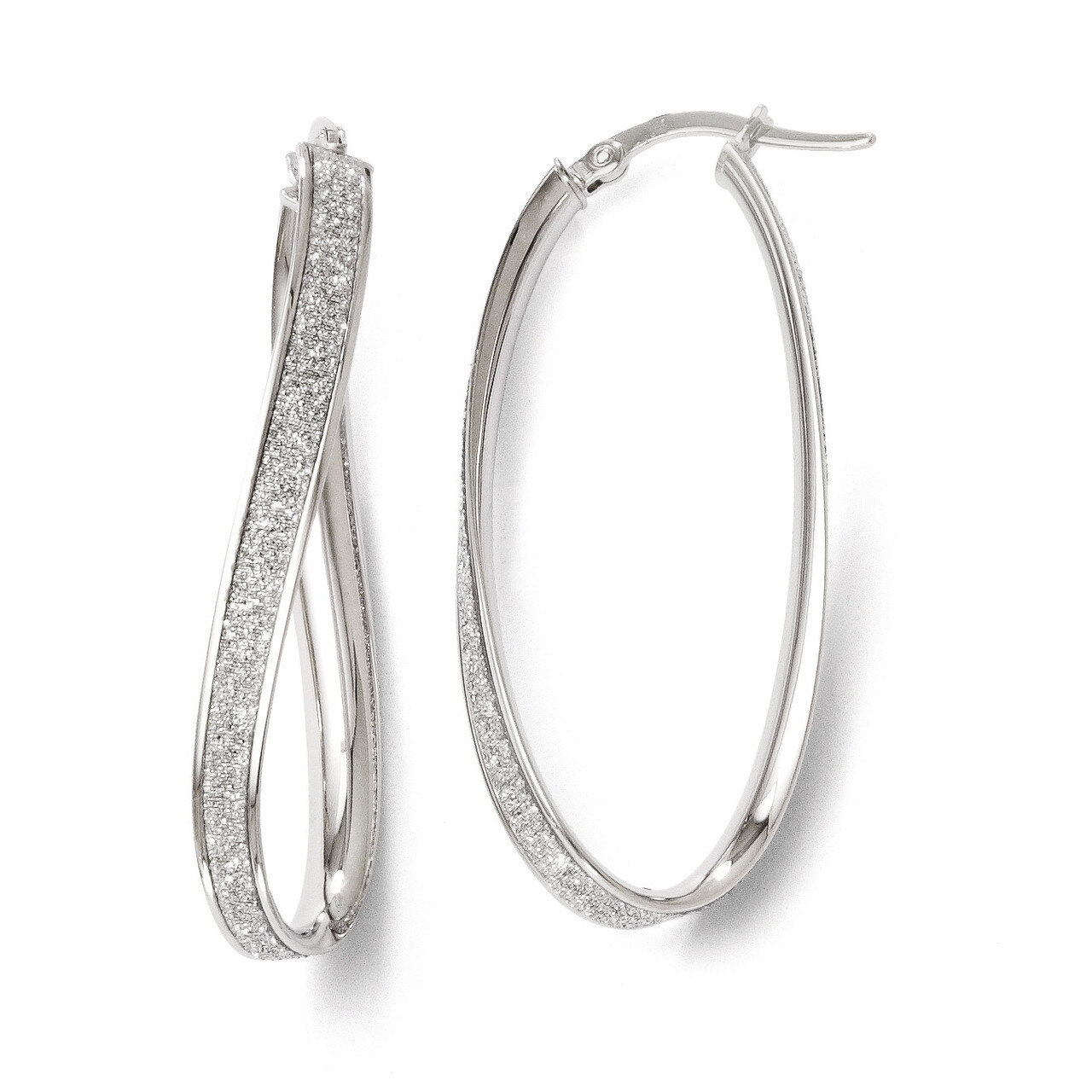 Leslie&#39;s Polished Glimmer Infused Oval Hoop Earrings - 14k White Gold HB-LE338, MPN: LE338, 8839570…