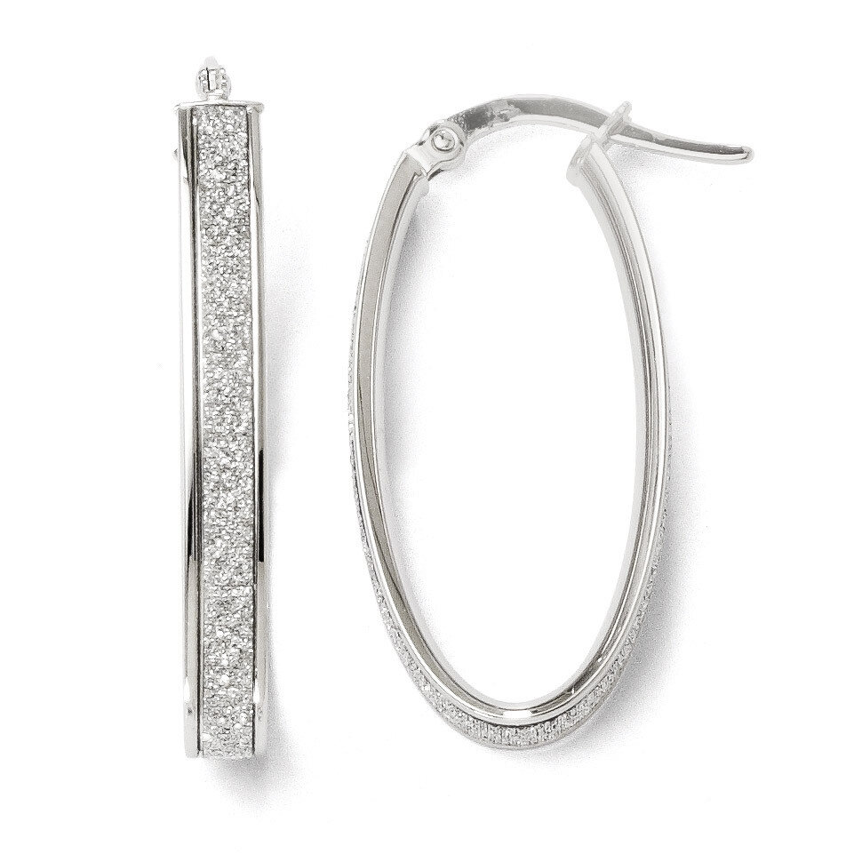 Leslie&#39;s Polished Glimmer Infused Oval Hoop Earrings - 14k White Gold HB-LE340, MPN: LE340, 8839570…