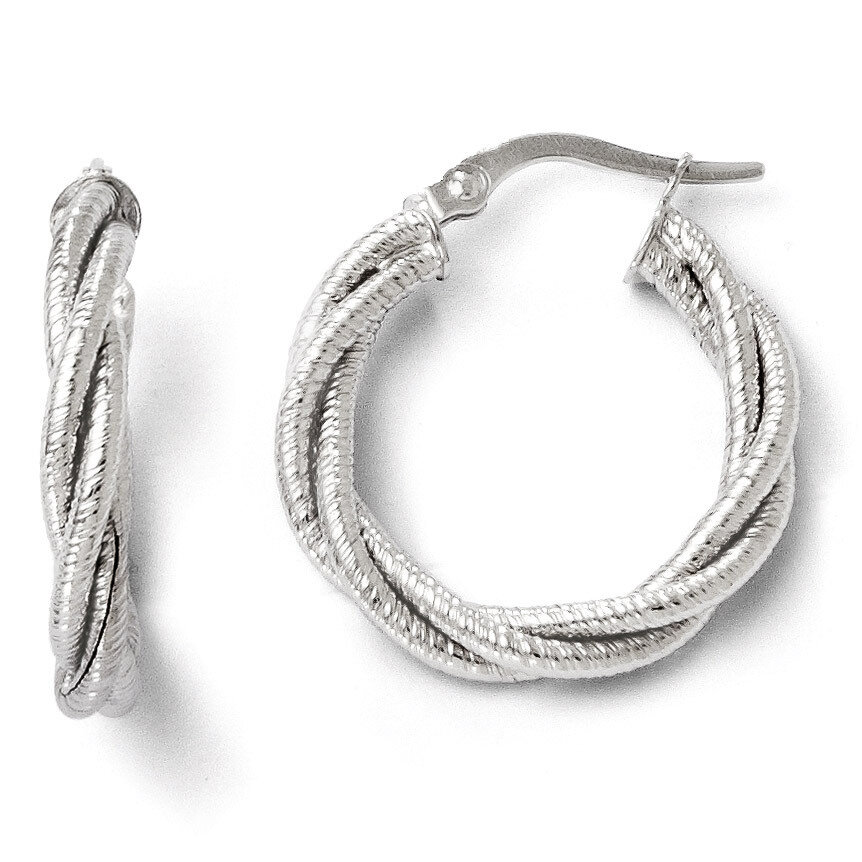 Twisted Triple Twist Hoop Earrings - 14k White Gold HB-LE378