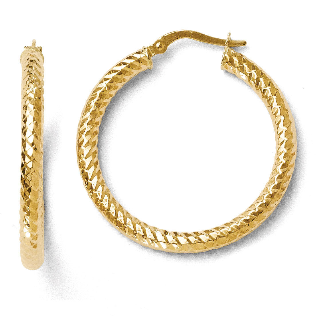 Leslie&#39;s ForeverLite Polished and Textured Hoop Earrings - 14k Gold HB-LE470, MPN: LE470, 886774268…