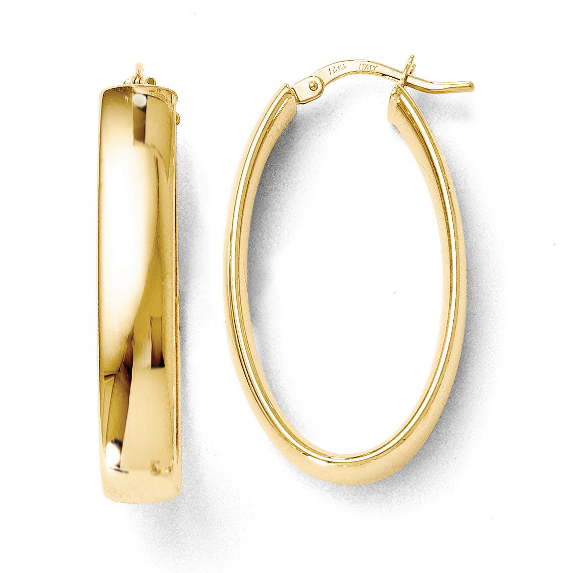 Polished Oval Hoop Earrings - 14k Gold HB-LE507
