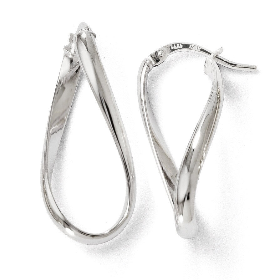 Polished Oval Twisted Hoop Earrings - 14k White Gold HB-LE537
