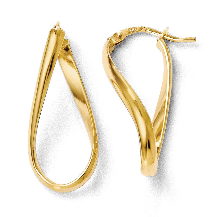 Polished Oval Twisted Hoop Earrings - 14k Gold HB-LE538