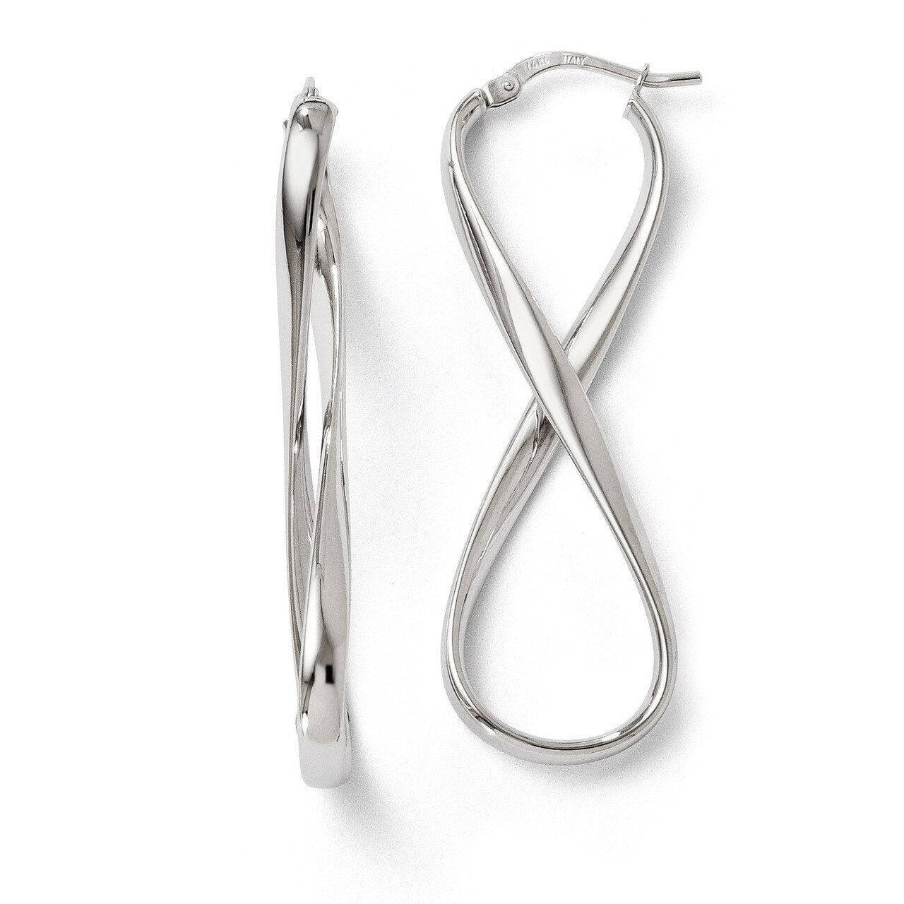 Polished Infinity Hoop Earrings - 14k White Gold HB-LE561