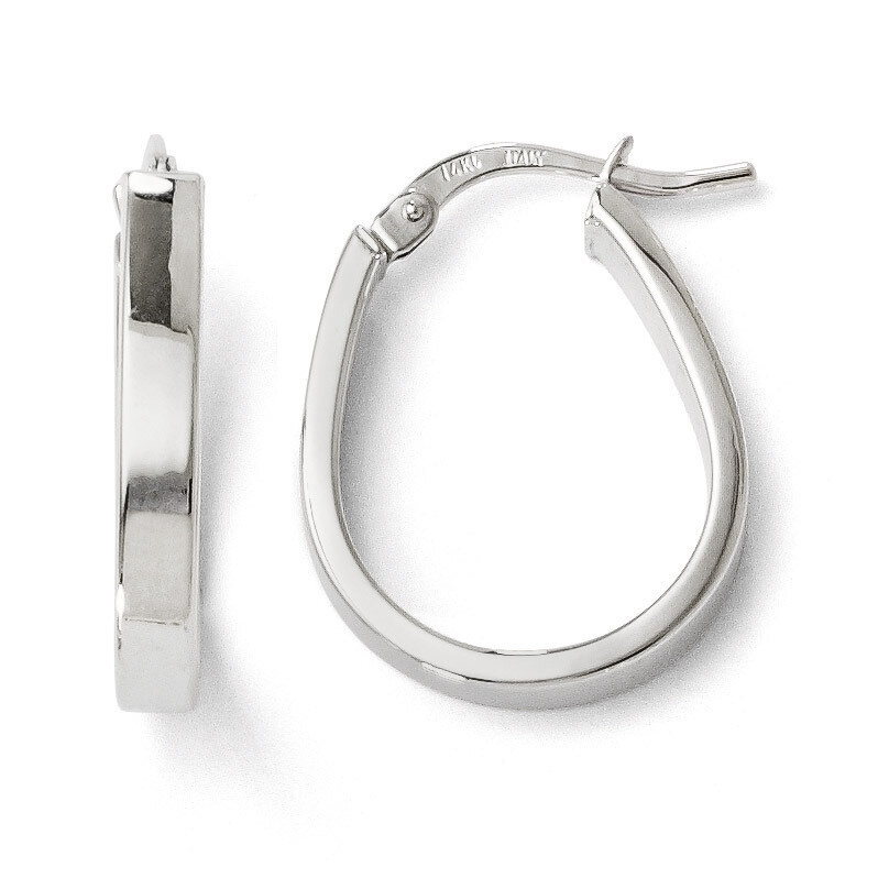 Polished U-Shape Hoop Earrings - 14k White Gold HB-LE563