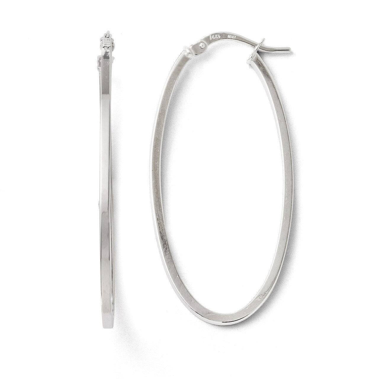 Polished Oval Hoop Earrings - 14k White Gold HB-LE594
