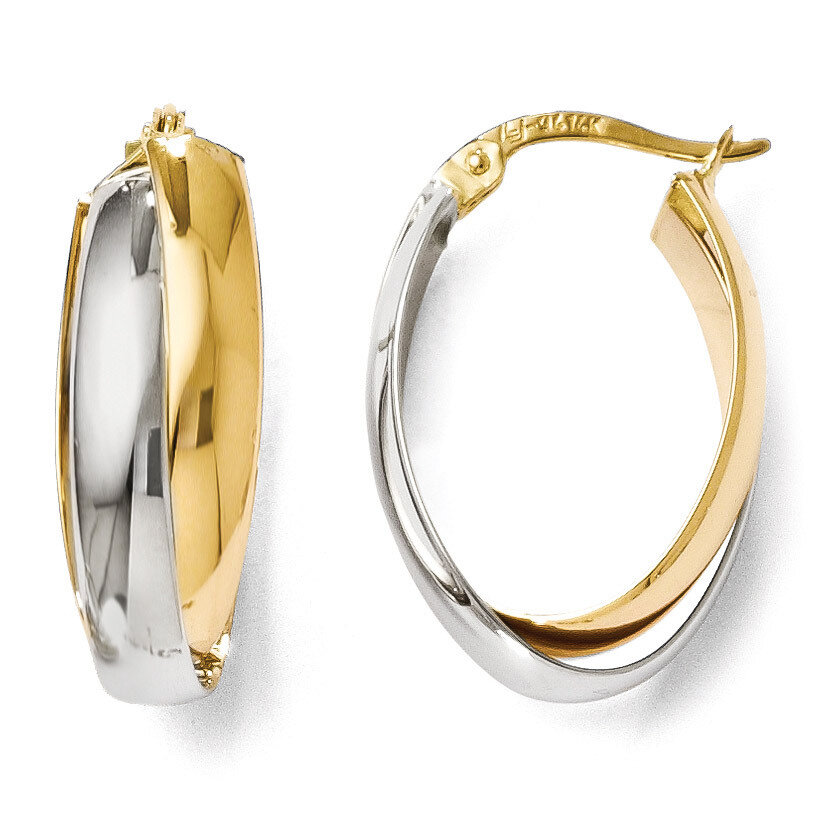 Polished Double Oval Hoop Earrings - 14k Gold Two-tone HB-LE624