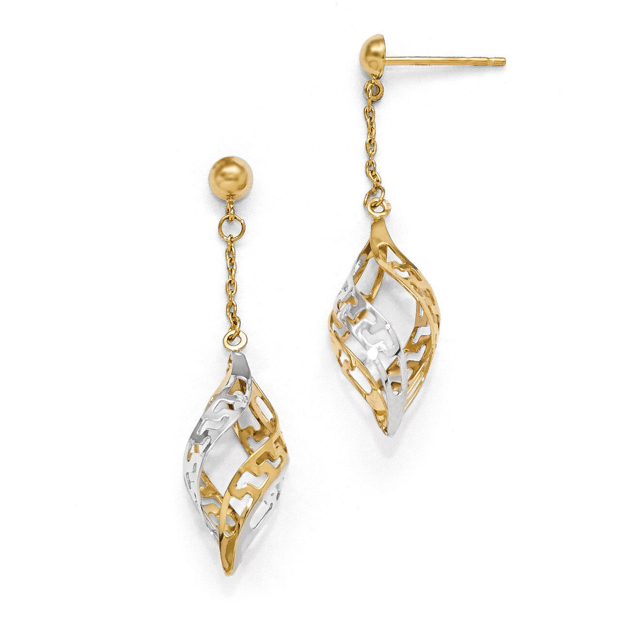 Leslie&#39;s Polished Post Dangle Earrings - 14k Gold Two-tone HB-LE677, MPN: LE677, 886774966939