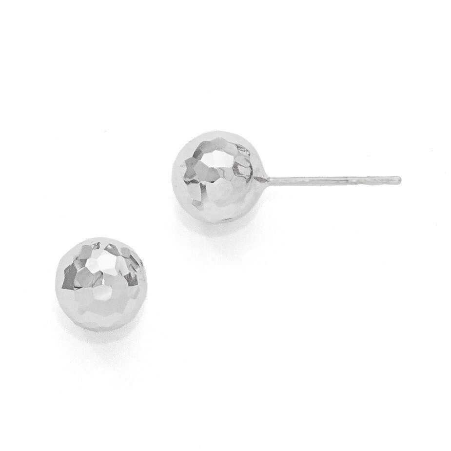 Polished Faceted Post Earrings - 14k White Gold HB-LE678