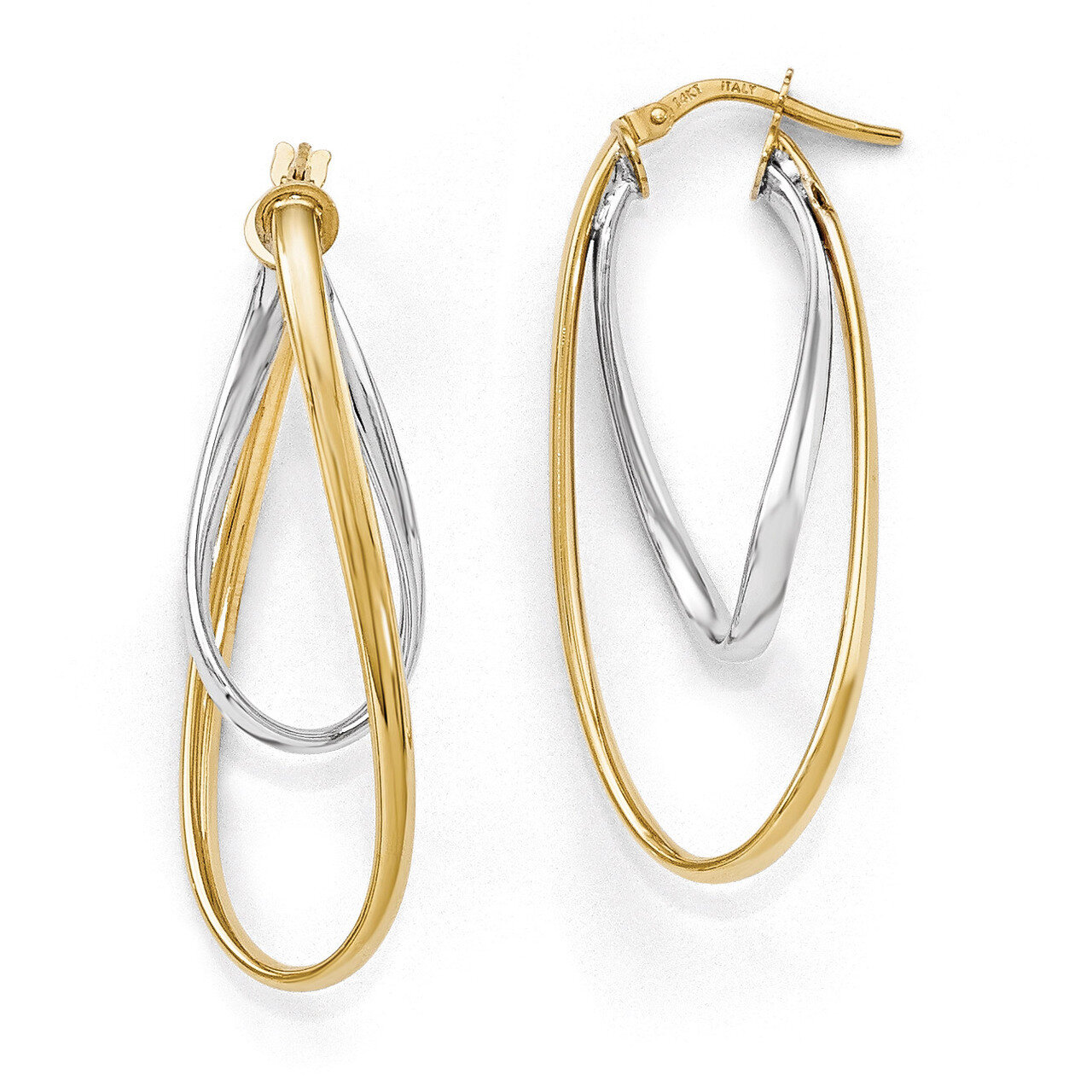 Polished Hoop Earrings - 14k Gold Two-tone HB-LE787