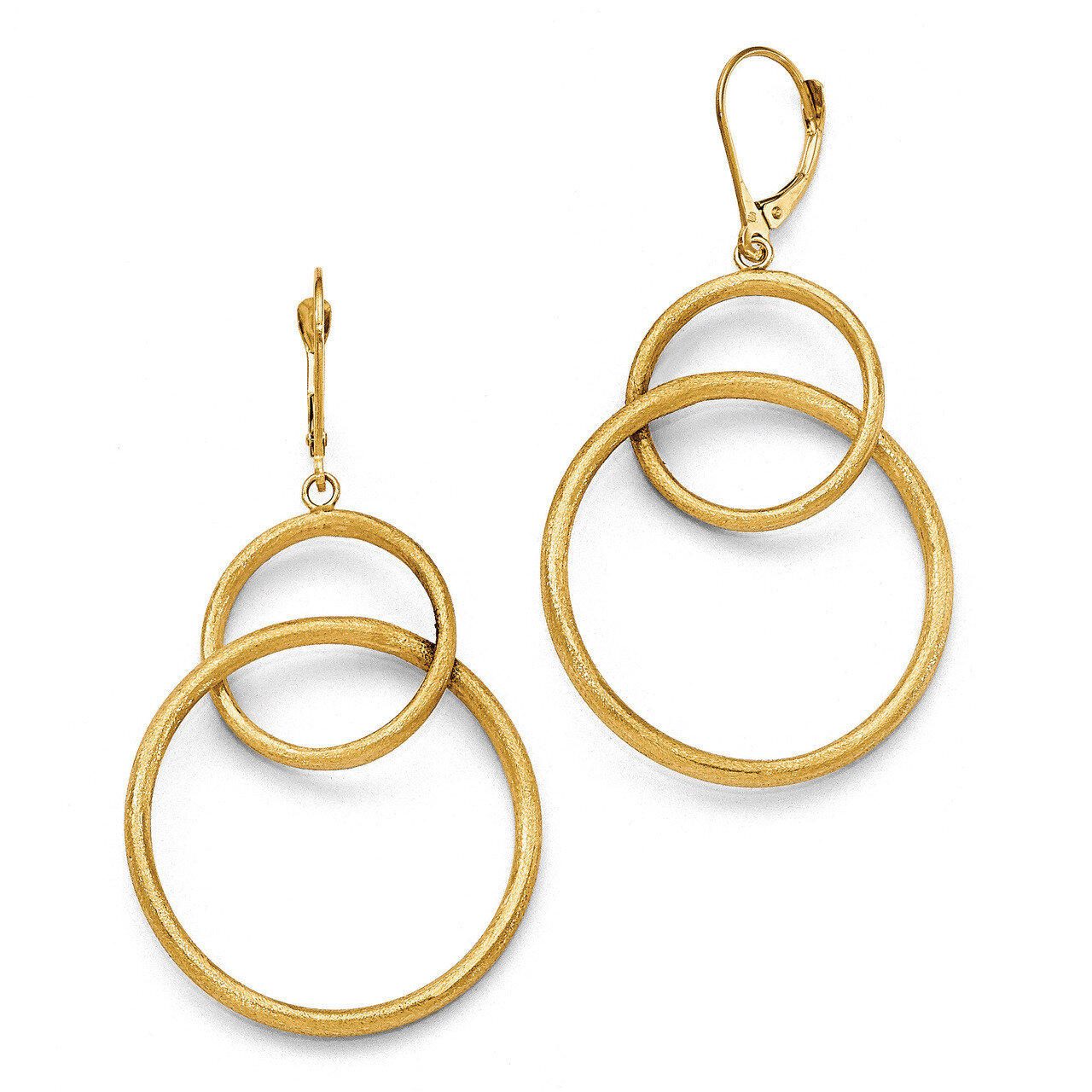 Leslie&#39;s Scratch Finish Round Dangle Leverback Earrings - 14k Gold HB-LE825, MPN: LE825, 1911014712…