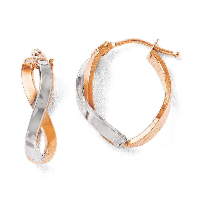 Leslie&#39;s Two-tone Polished Hinged Hoop Earrings - 14k Rose Gold HB-LE881, MPN: LE881, 191101393020