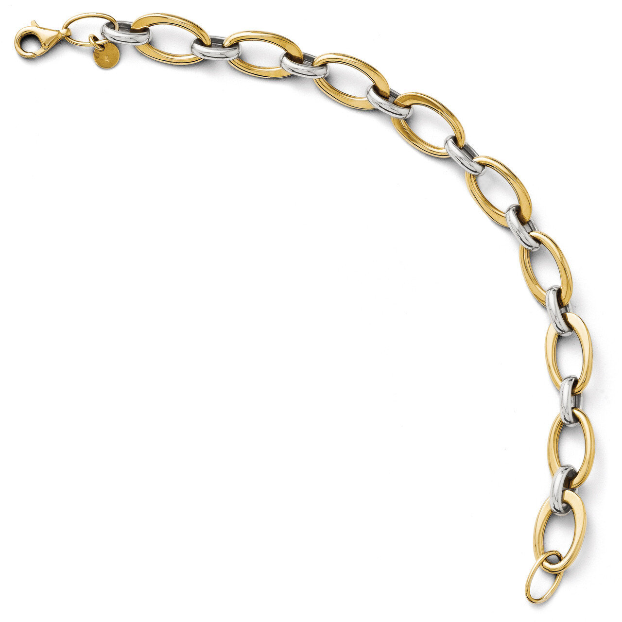 Leslie&#39;s Polished Link Bracelet 7.25 Inch - 14k Gold Two-tone HB-LF123-7.25, MPN: LF123-7.25, 88677…