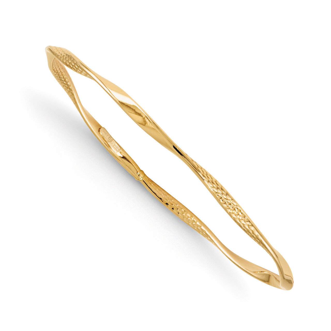 Leslie&#39;s Polished and Textured Twisted Slip-on Bangle - 14k Gold HB-LF188, MPN: LF188, 886774990293