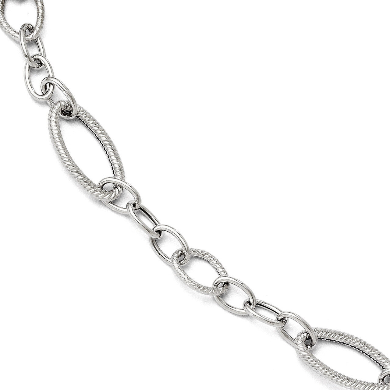 Leslie&#39;s Polished and Textured Link Bracelet 7.5 Inch - 14k White Gold HB-LF219-7.5, MPN: LF219-7.5…