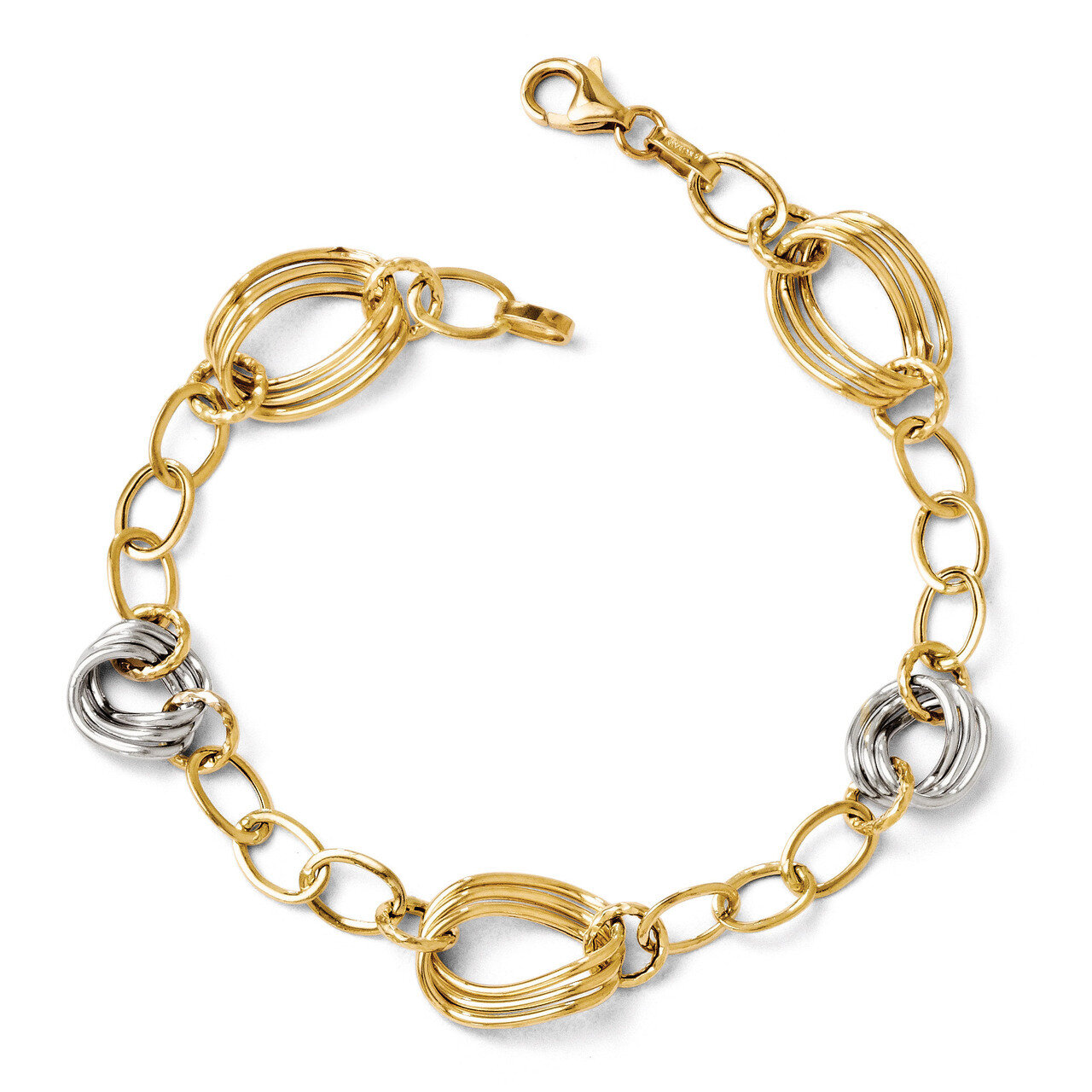 Leslie&#39;s Polished Fancy Link Bracelet 7.5 Inch - 14k Gold Two-tone HB-LF223-7.5, MPN: LF223-7.5, 88…