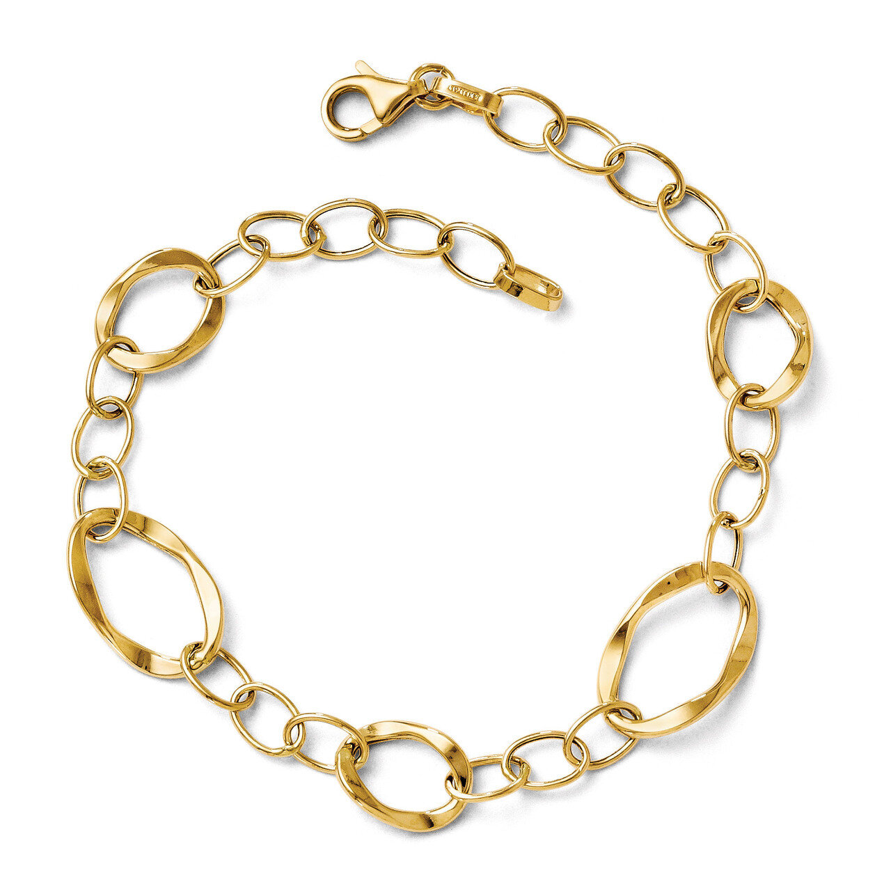 Polished Fancy Link Bracelet 7.25 Inch - 14k Gold HB-LF225-7.25