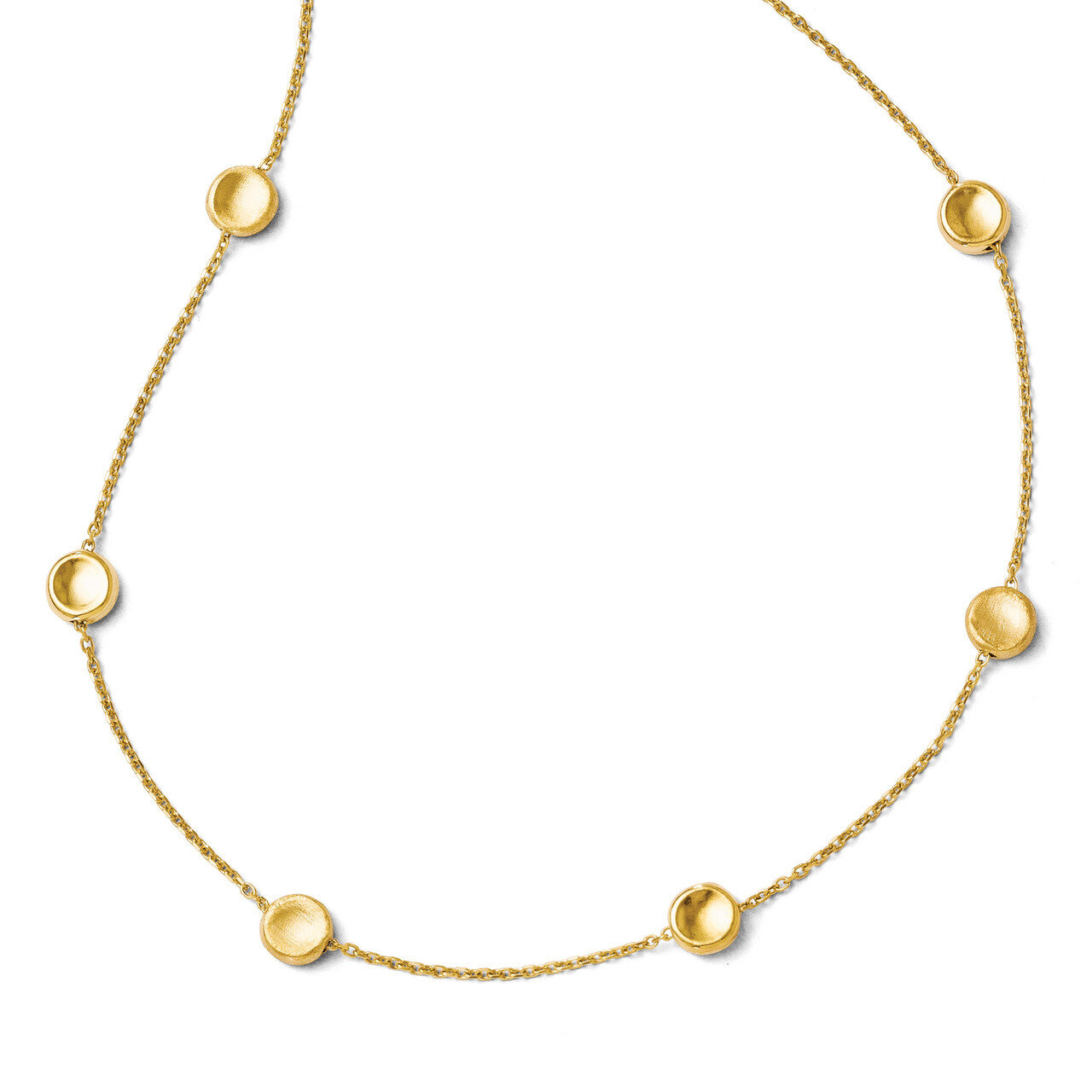 Polished and Satin Beaded Necklace - 14k Gold HB-LF243-18