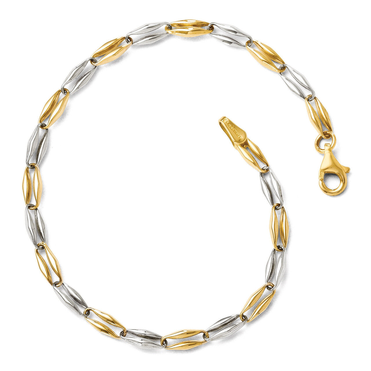 Leslie&#39;s Polished Fancy Link Bracelet 7.25 Inch - 14k Gold Two-tone HB-LF262-7.25, MPN: LF262-7.25,…